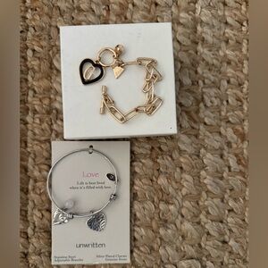 NWT UN WRITTEN LOVE BRACELET GUESS GOLD & BLACK CHARM BRACELET VALENTINES BUNDLE